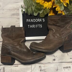 5th Avenue Brown Heeled Cowboy Western Boots Size 40 Preowned